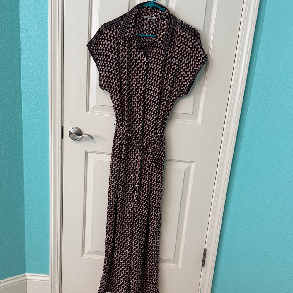 Max Studio Navy And Orange Patterned Jumpsuit - image 1